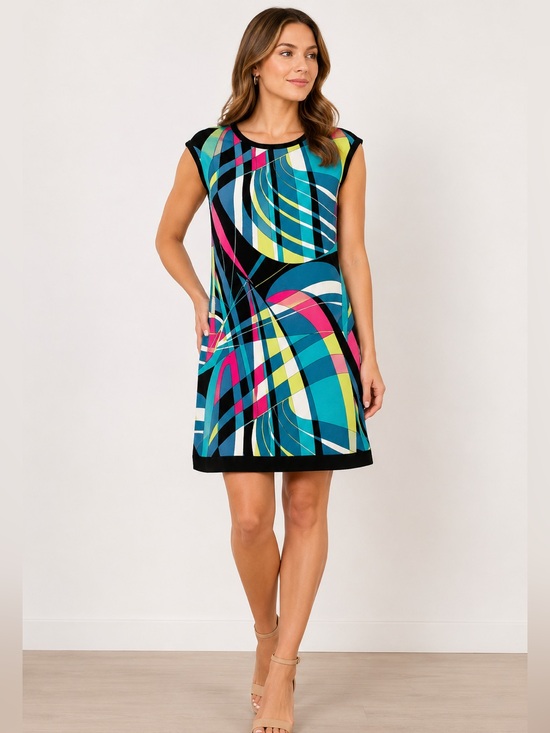 J.B.S. Dresses & Skirts - Y2K Abstract Geometric Shift Dress Mod Art Teacher Dopamine Colorful Sz 4